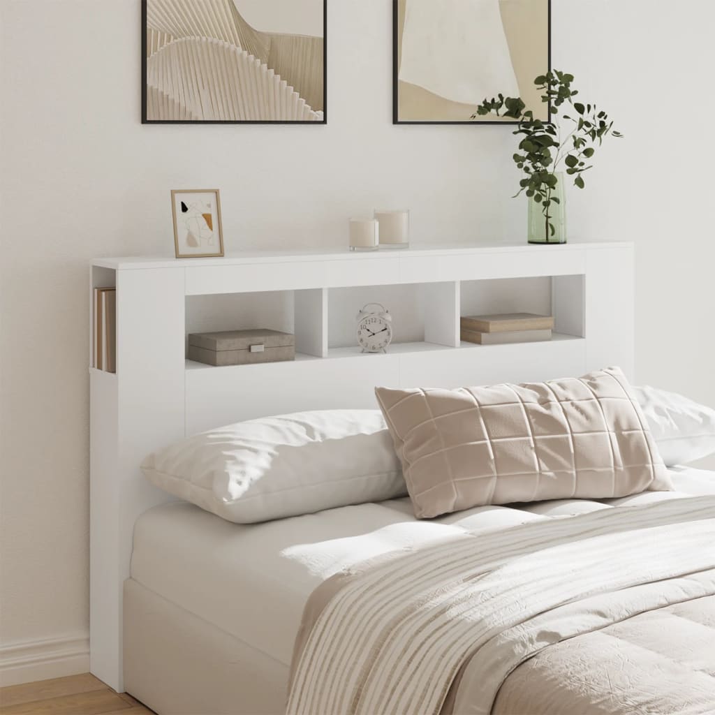 vidaXL LED Headboard White 160x18,5x103,5 cm Engineered Wood