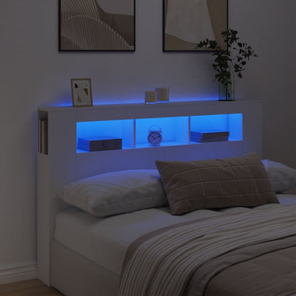 vidaXL LED Headboard White 160x18,5x103,5 cm Engineered Wood