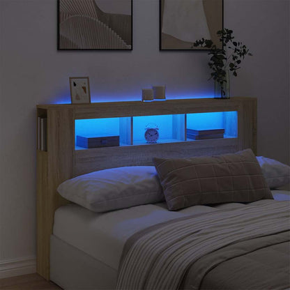 vidaXL LED Headboard Sonoma Oak 160x18,5x103,5 cm Engineered Wood