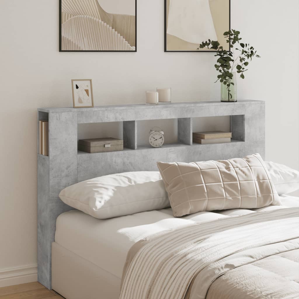 vidaXL LED Headboard Concrete Grey 160x18,5x103,5 cm Engineered Wood