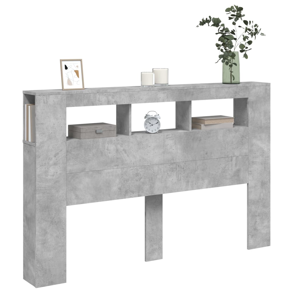 vidaXL LED Headboard Concrete Grey 160x18,5x103,5 cm Engineered Wood