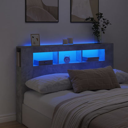 vidaXL LED Headboard Concrete Grey 160x18,5x103,5 cm Engineered Wood