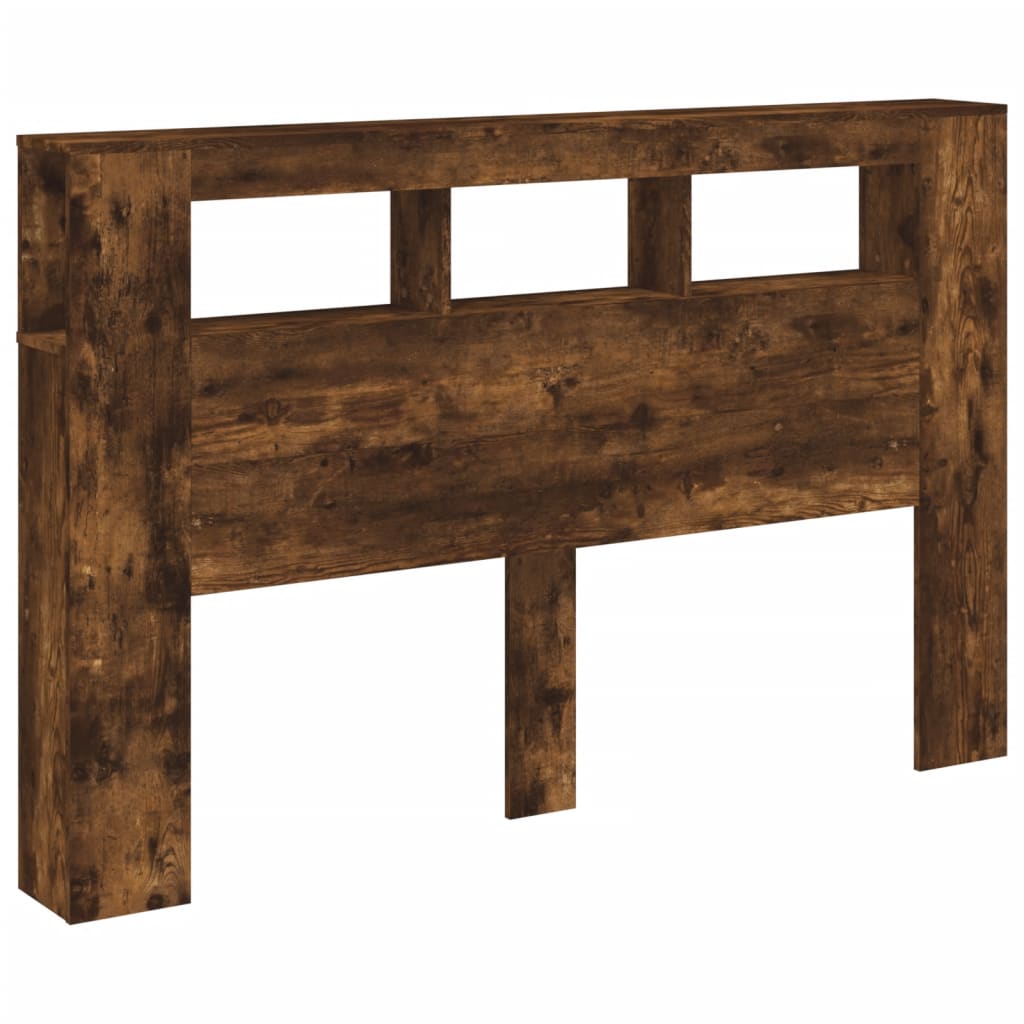 vidaXL LED Headboard Smoked Oak 160x18.5x103.5 cm Engineered Wood