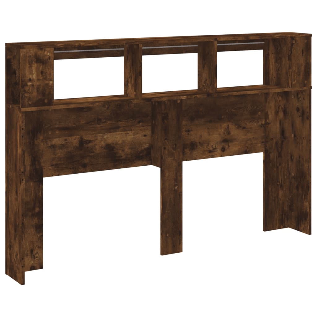 vidaXL LED Headboard Smoked Oak 160x18.5x103.5 cm Engineered Wood