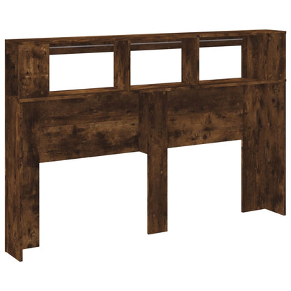 vidaXL LED Headboard Smoked Oak 160x18.5x103.5 cm Engineered Wood
