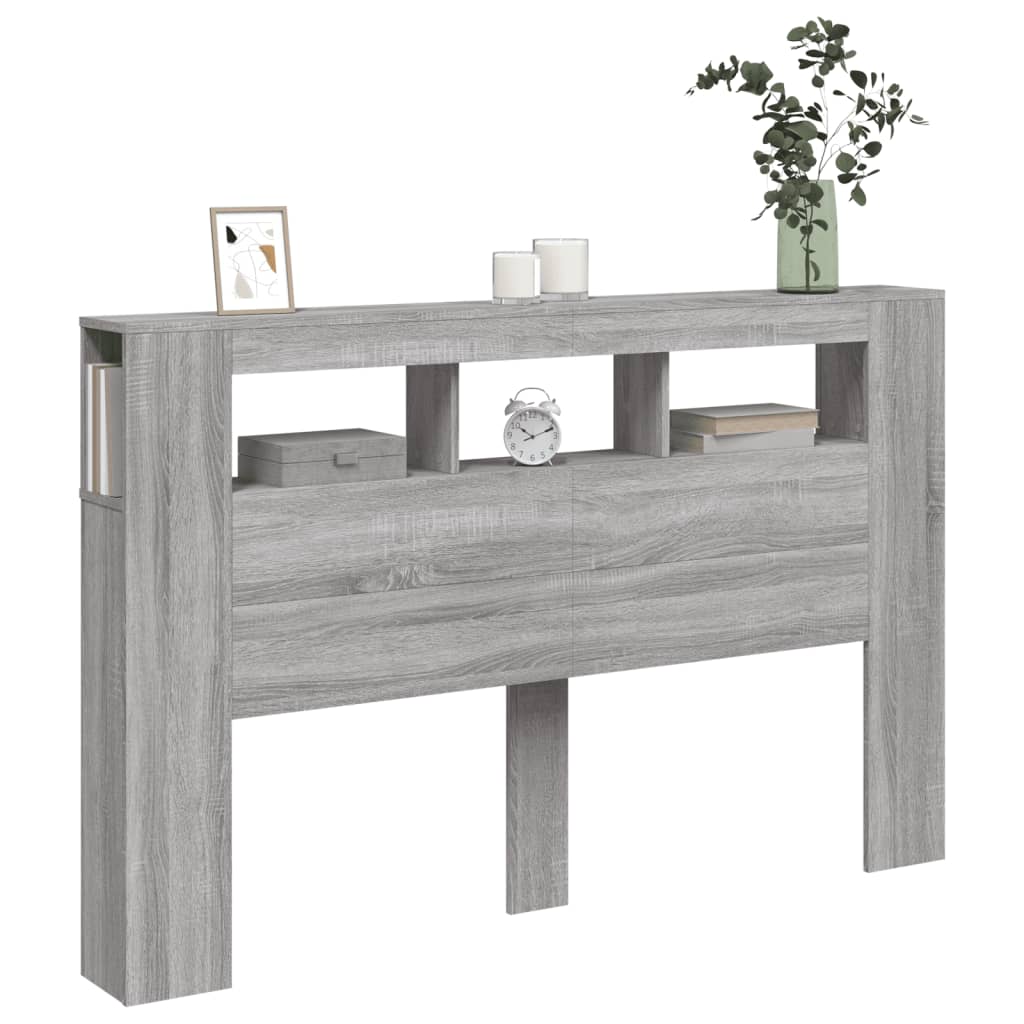 vidaXL LED Headboard Grey Sonoma 160x18,5x103,5 cm Engineered Wood