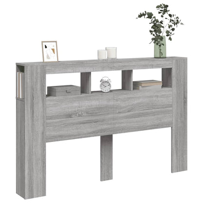vidaXL LED Headboard Grey Sonoma 160x18,5x103,5 cm Engineered Wood