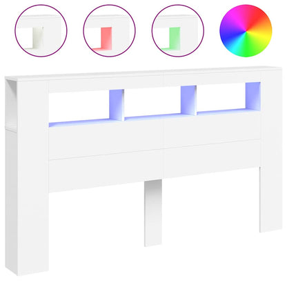 vidaXL LED Headboard White 180x18,5x103,5 cm Engineered Wood