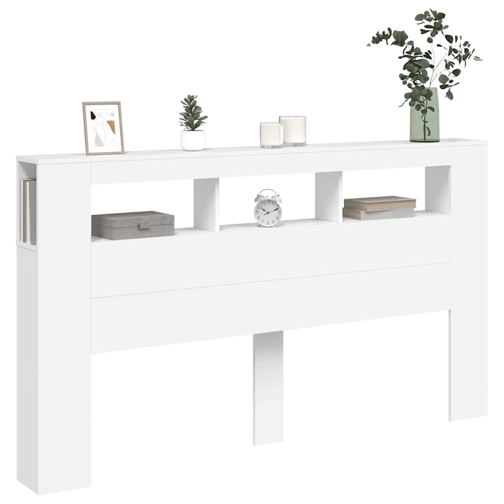 vidaXL LED Headboard White 180x18,5x103,5 cm Engineered Wood