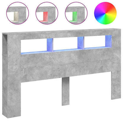 vidaXL LED Headboard Concrete Grey 180x18,5x103,5 cm Engineered Wood