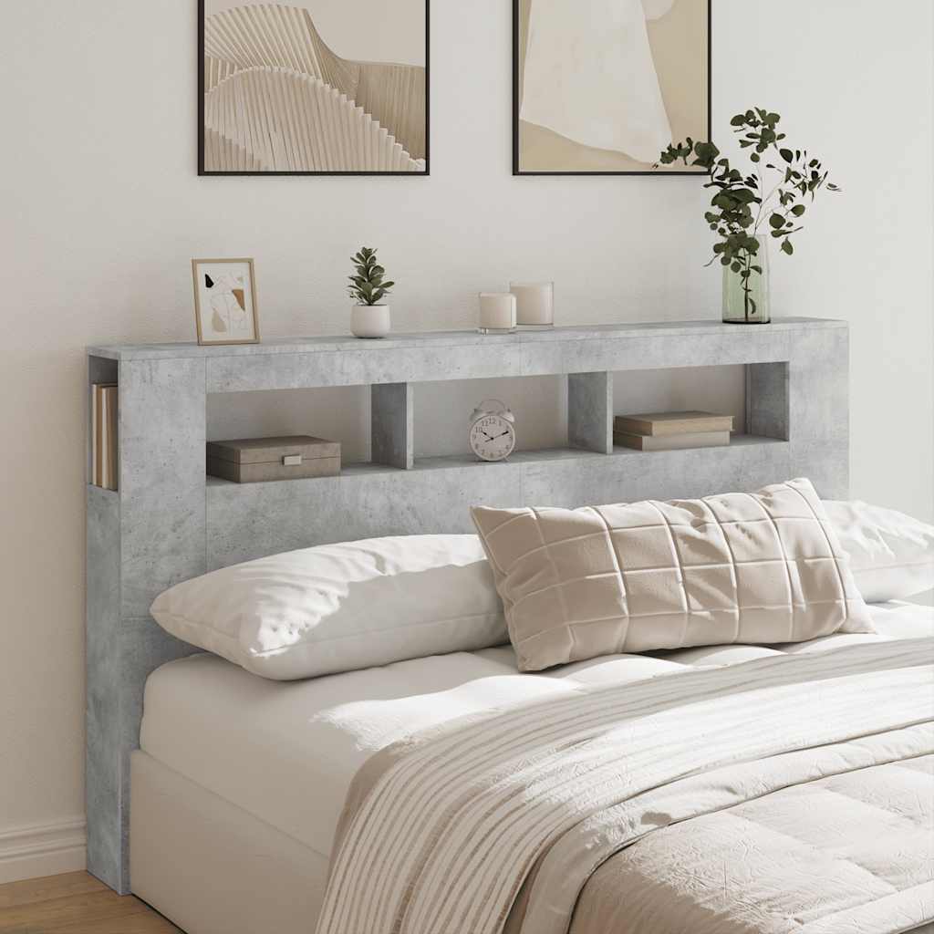 vidaXL LED Headboard Concrete Grey 180x18,5x103,5 cm Engineered Wood
