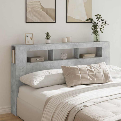 vidaXL LED Headboard Concrete Grey 180x18,5x103,5 cm Engineered Wood