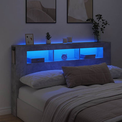 vidaXL LED Headboard Concrete Grey 180x18,5x103,5 cm Engineered Wood