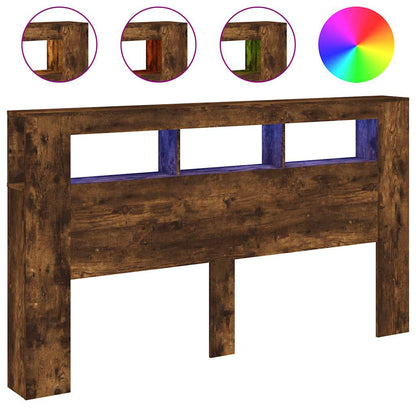 vidaXL LED Headboard Smoked Oak 180x18,5x103,5 cm Engineered Wood