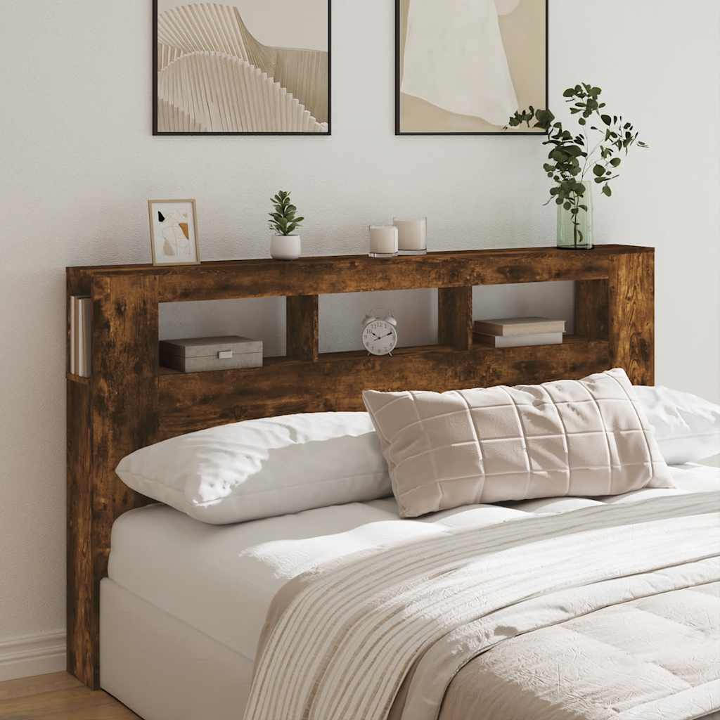 vidaXL LED Headboard Smoked Oak 180x18,5x103,5 cm Engineered Wood
