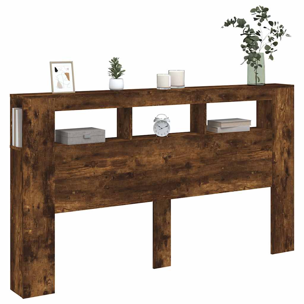 vidaXL LED Headboard Smoked Oak 180x18,5x103,5 cm Engineered Wood