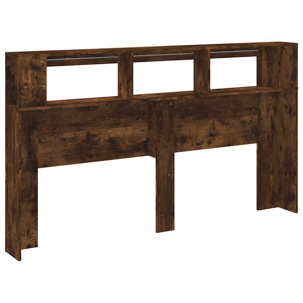 vidaXL LED Headboard Smoked Oak 180x18,5x103,5 cm Engineered Wood