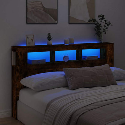 vidaXL LED Headboard Smoked Oak 180x18,5x103,5 cm Engineered Wood