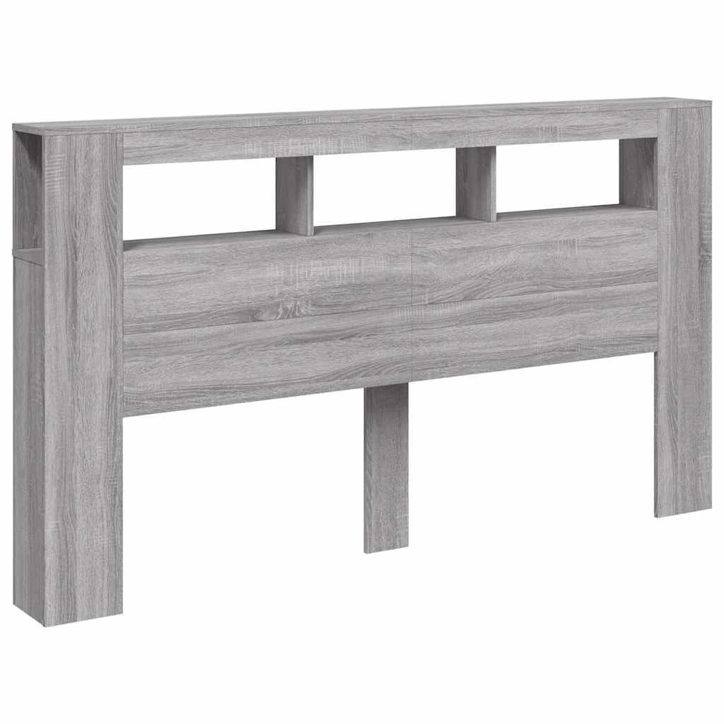vidaXL LED Headboard Grey Sonoma 180x18,5x103,5 cm Engineered Wood