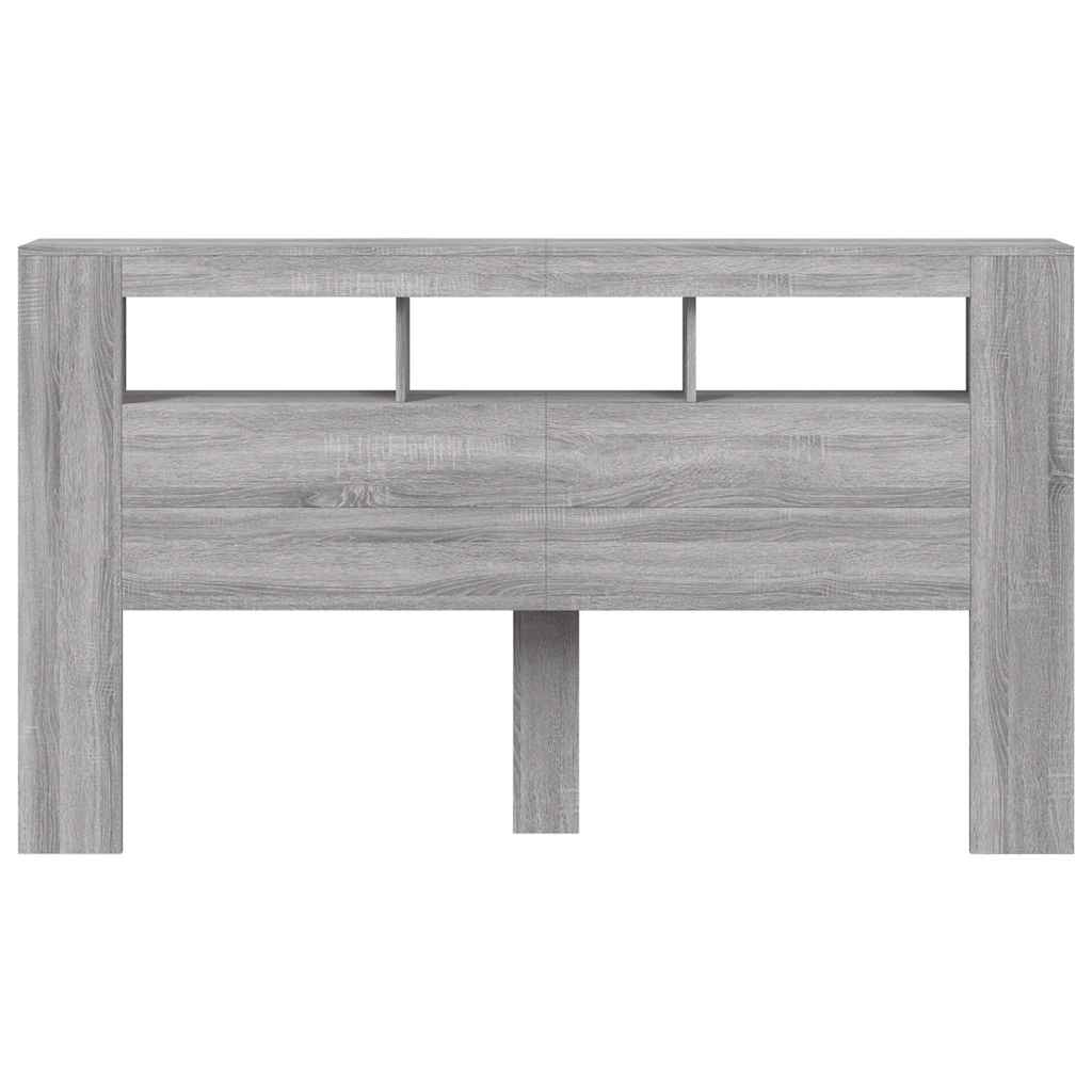 vidaXL LED Headboard Grey Sonoma 180x18,5x103,5 cm Engineered Wood