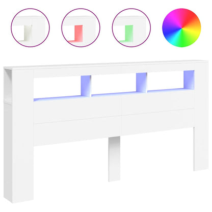vidaXL LED Headboard White 200x18,5x103,5 cm Engineered Wood