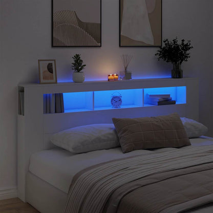 vidaXL LED Headboard White 200x18,5x103,5 cm Engineered Wood