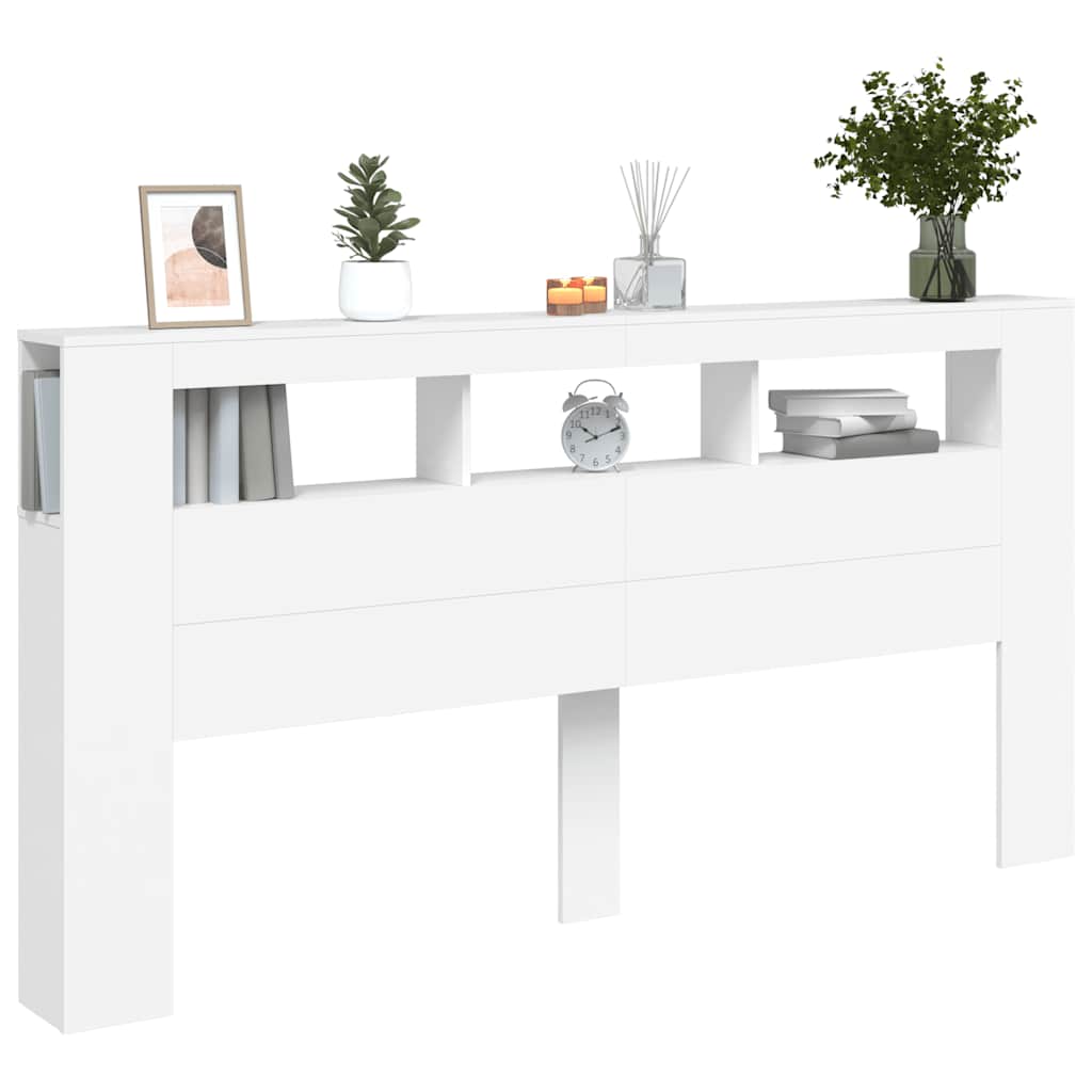 vidaXL LED Headboard White 200x18,5x103,5 cm Engineered Wood