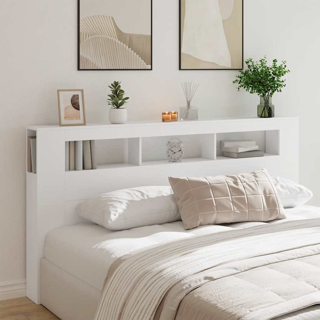 vidaXL LED Headboard White 200x18,5x103,5 cm Engineered Wood