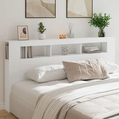 vidaXL LED Headboard White 200x18,5x103,5 cm Engineered Wood