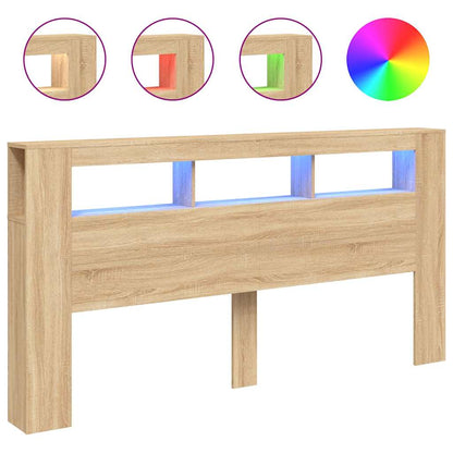 vidaXL LED Headboard Sonoma Oak 200x18,5x103,5 cm Engineered Wood