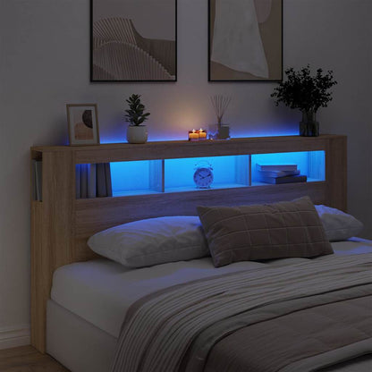 vidaXL LED Headboard Sonoma Oak 200x18,5x103,5 cm Engineered Wood