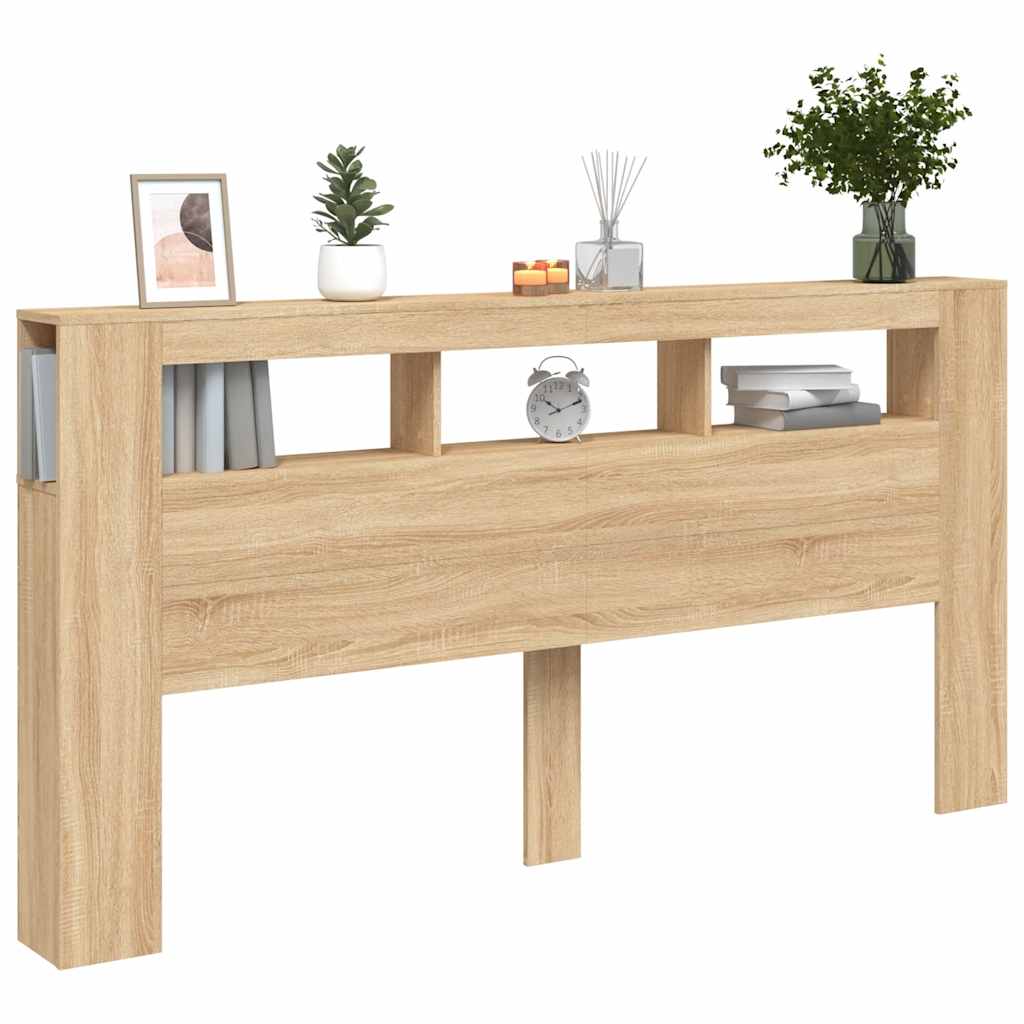 vidaXL LED Headboard Sonoma Oak 200x18,5x103,5 cm Engineered Wood