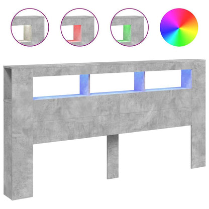 vidaXL LED Headboard Concrete Grey 200x18,5x103,5 cm Engineered Wood