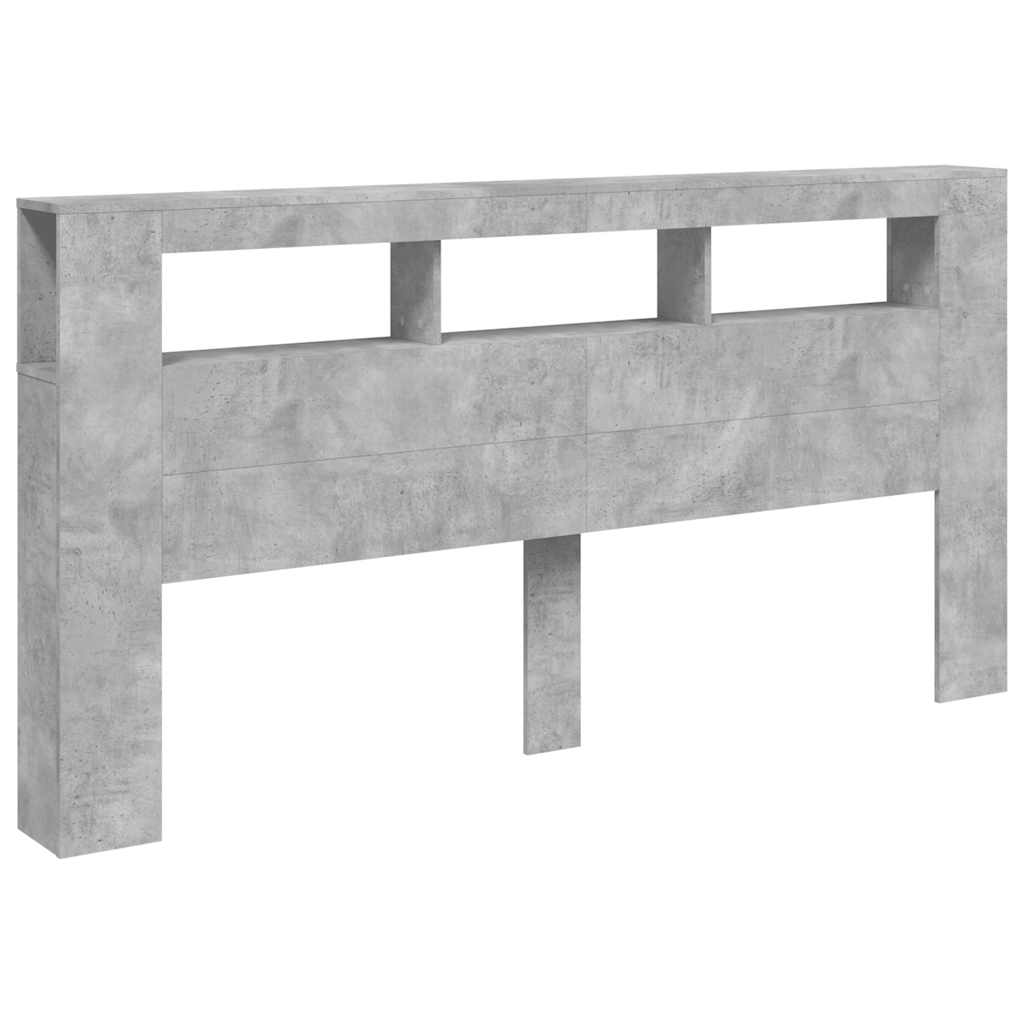 vidaXL LED Headboard Concrete Grey 200x18,5x103,5 cm Engineered Wood