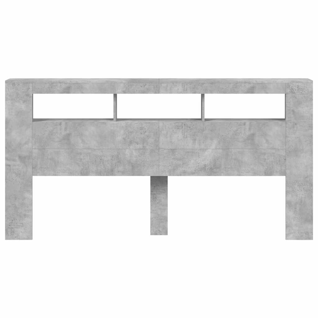vidaXL LED Headboard Concrete Grey 200x18,5x103,5 cm Engineered Wood
