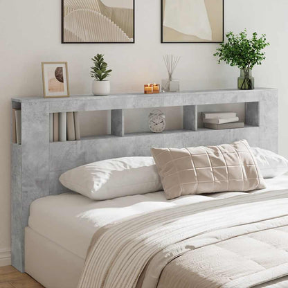 vidaXL LED Headboard Concrete Grey 200x18,5x103,5 cm Engineered Wood