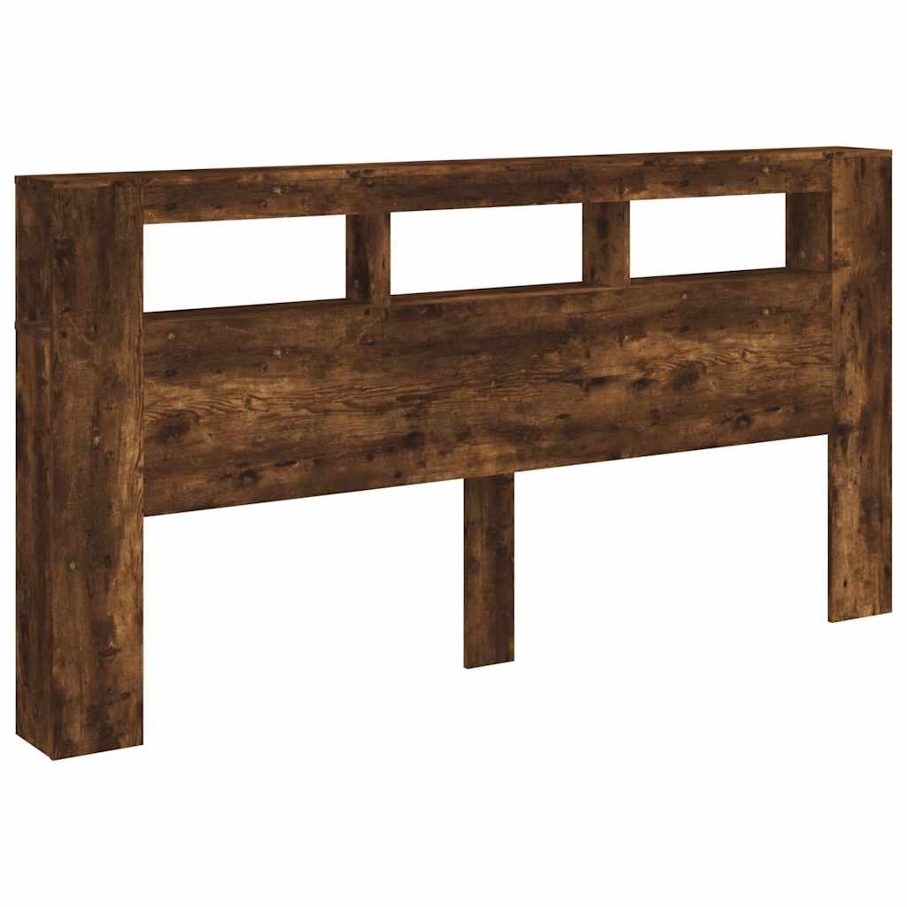 vidaXL LED Headboard Smoked Oak 200x18,5x103,5 cm Engineered Wood