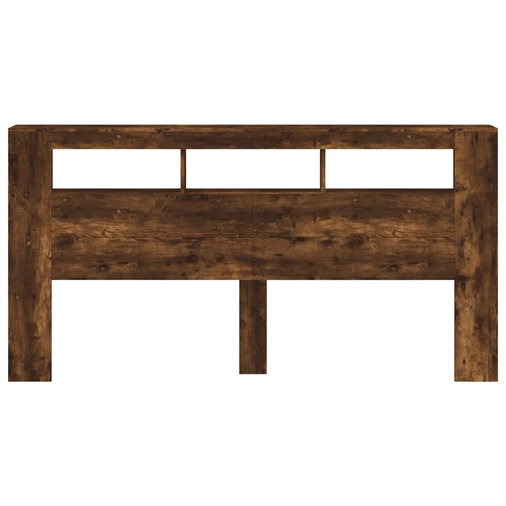 vidaXL LED Headboard Smoked Oak 200x18,5x103,5 cm Engineered Wood
