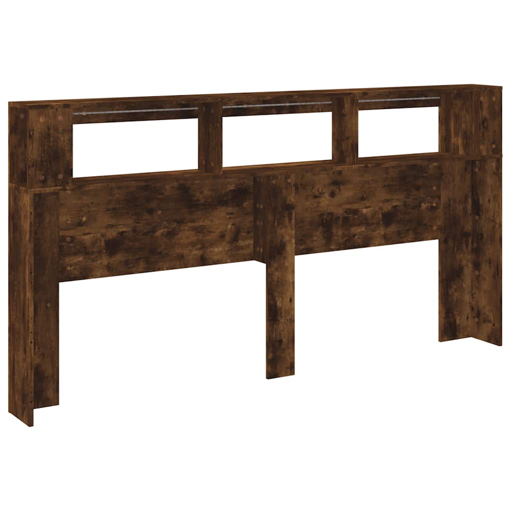 vidaXL LED Headboard Smoked Oak 200x18,5x103,5 cm Engineered Wood