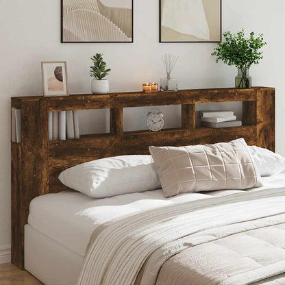 vidaXL LED Headboard Smoked Oak 200x18,5x103,5 cm Engineered Wood