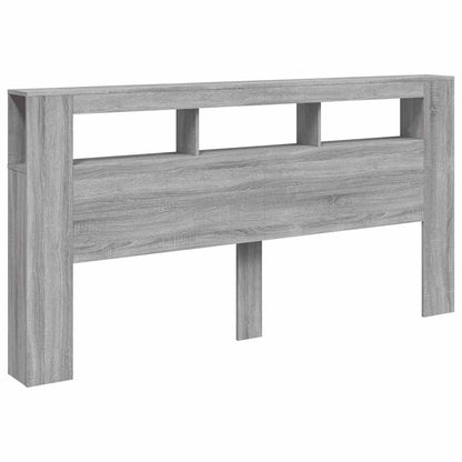 vidaXL LED Headboard Grey Sonoma 200x18,5x103,5 cm Engineered Wood