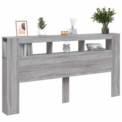vidaXL LED Headboard Grey Sonoma 200x18,5x103,5 cm Engineered Wood