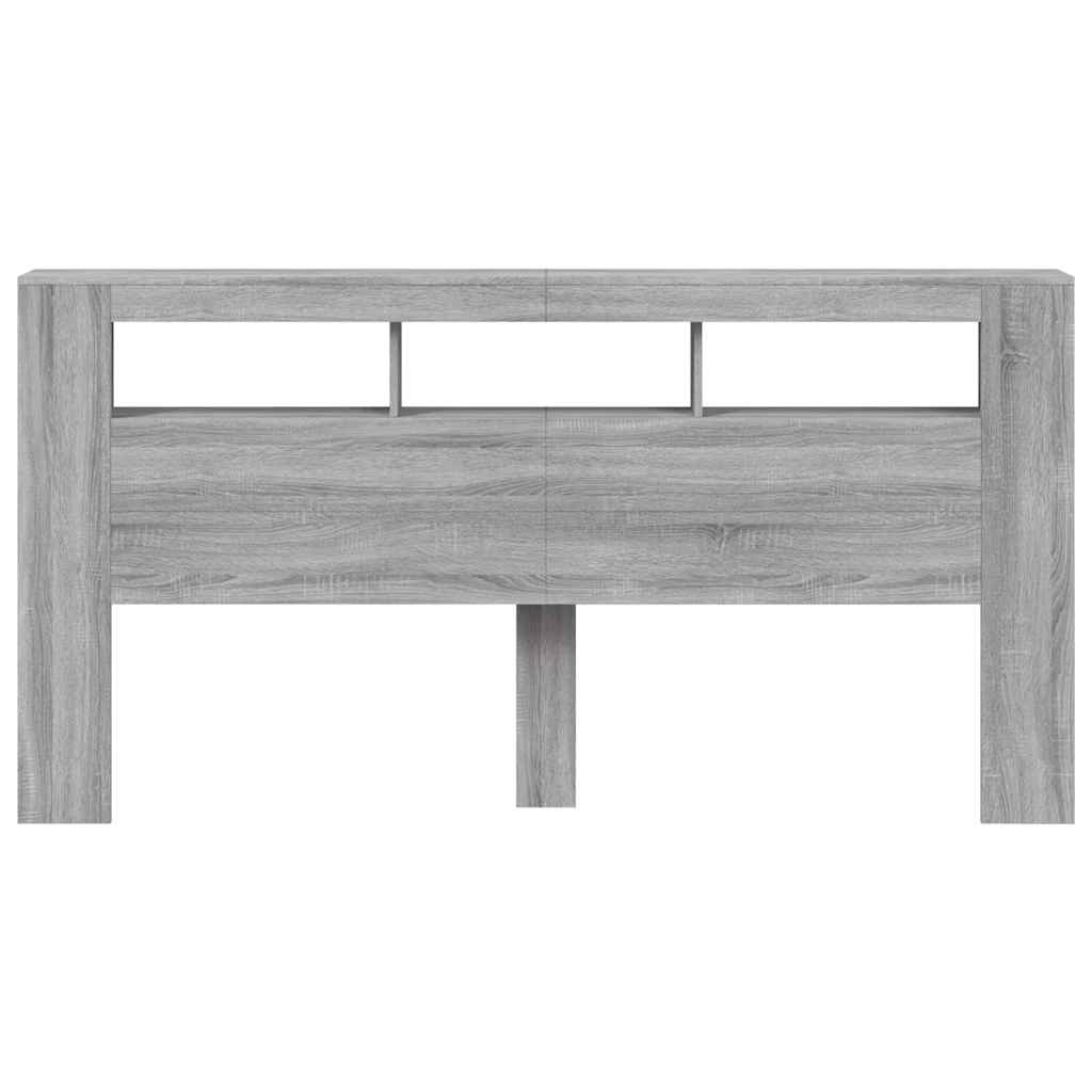 vidaXL LED Headboard Grey Sonoma 200x18,5x103,5 cm Engineered Wood