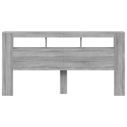 vidaXL LED Headboard Grey Sonoma 200x18,5x103,5 cm Engineered Wood