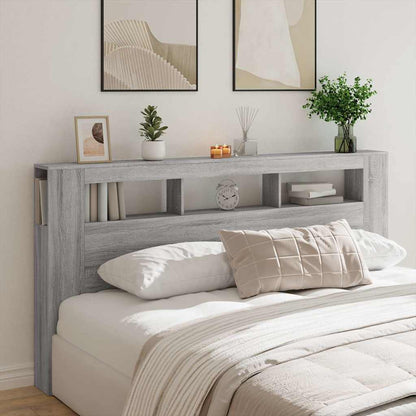vidaXL LED Headboard Grey Sonoma 200x18,5x103,5 cm Engineered Wood