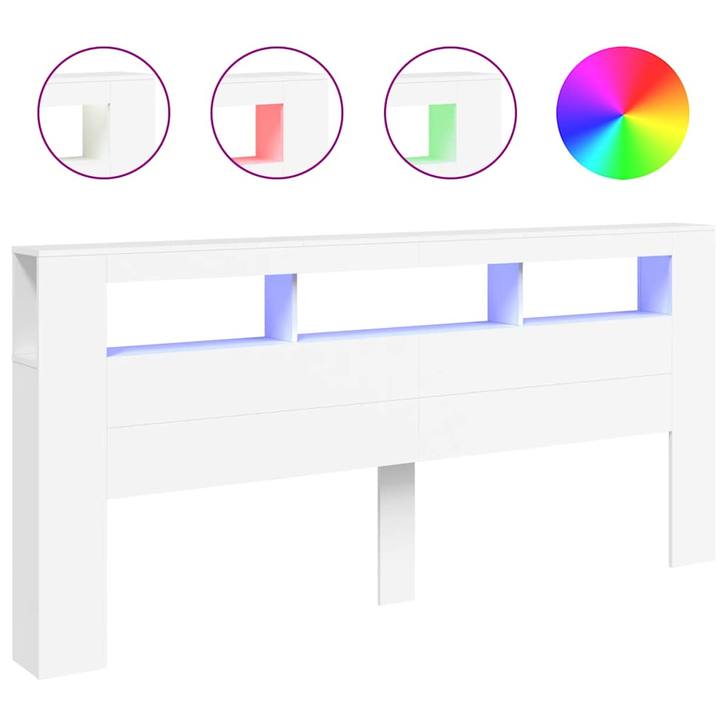 vidaXL LED Headboard White 220x18,5x103,5 cm Engineered Wood