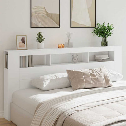 vidaXL LED Headboard White 220x18,5x103,5 cm Engineered Wood