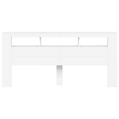 vidaXL LED Headboard White 220x18,5x103,5 cm Engineered Wood