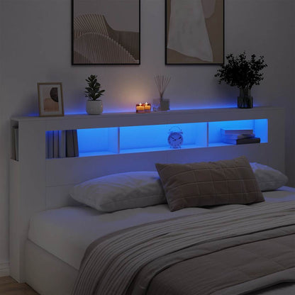 vidaXL LED Headboard White 220x18,5x103,5 cm Engineered Wood