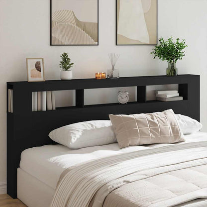 vidaXL LED Headboard Black 220x18,5x103,5 cm Engineered Wood